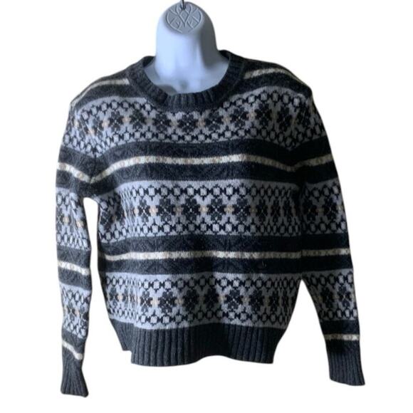 JCrew Sweater Women XS Nordic Fair Isle 100% Lambs Wool Crewneck Preppy Pullover - Picture 1 of 7